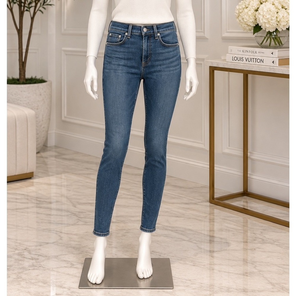 Rag & Bone Womens Skinny Jeans Eddy Blue Shadow Pocket Size 26